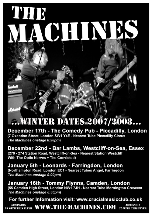 Angels in Exile Graphic Design - Poster #1 (Black & White) - The Machines - Winter Dates Tour - 2007 / 2008