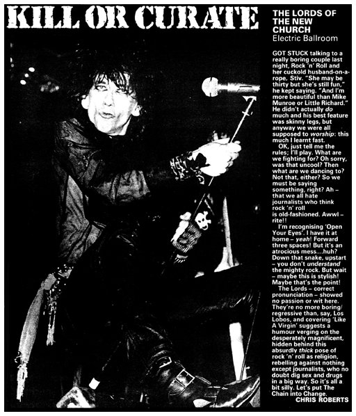 The Lords of The New Church - Sounds Live Review - 06.04.85