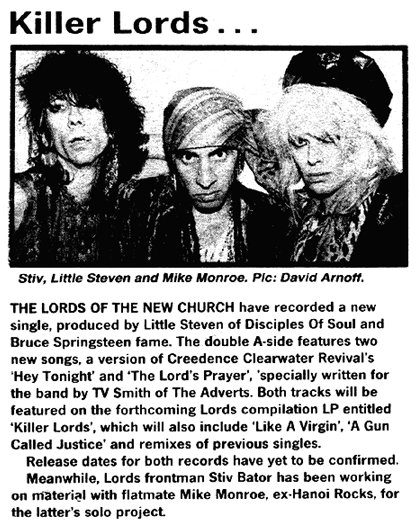 The Lords of The New Church - Music Paper Miscellaneous Report