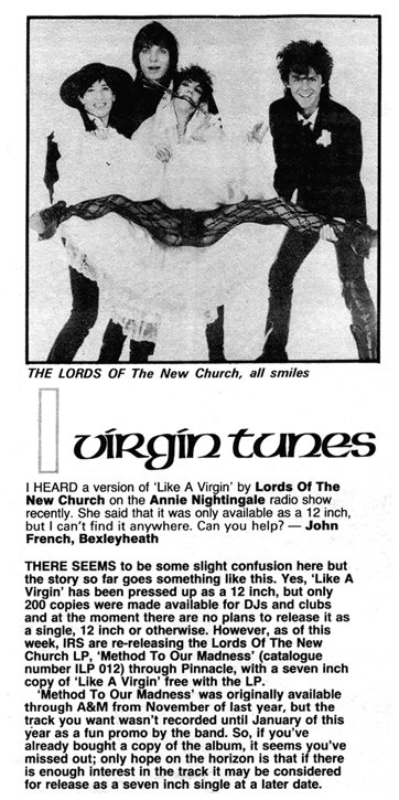 The Lords of The New Church - Sounds - 16.03.85