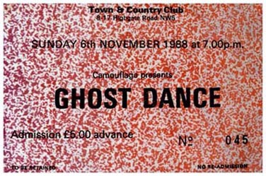 Ghost Dance - London - The Town and Country Club - 06.11.88 - Ticket