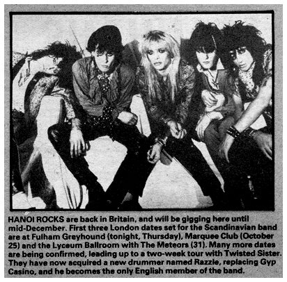 Hanoi Rocks - NME - October 16th, 1982