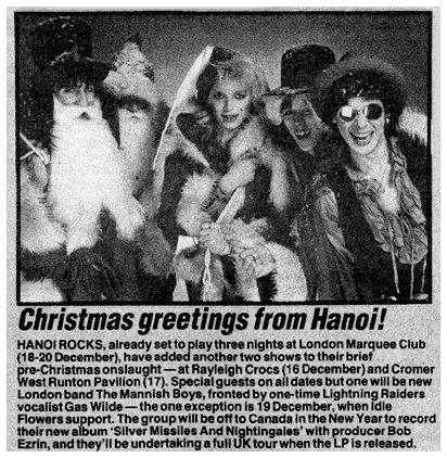 Hanoi Rocks - NME UK Xmas Gigs Announcement #2 - 1983