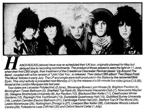 Hanoi Rocks - NME 'Two Steps From the Move' UK Tour Announcement - 1984