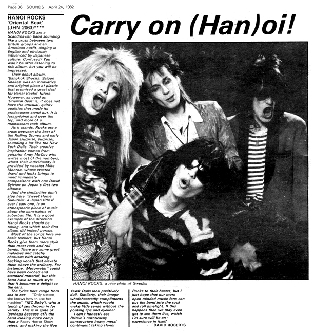 Hanoi Rocks - Sounds - April 24th, 1982