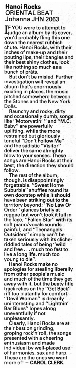 Hanoi Rocks - Melody Maker - September 18th, 1982